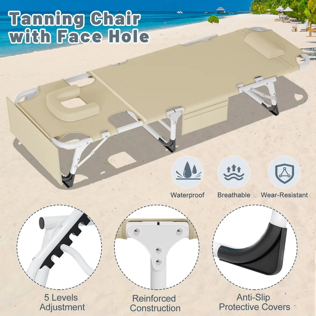 Portable Folding Lounge Chair with Pillow & Cushion G357010