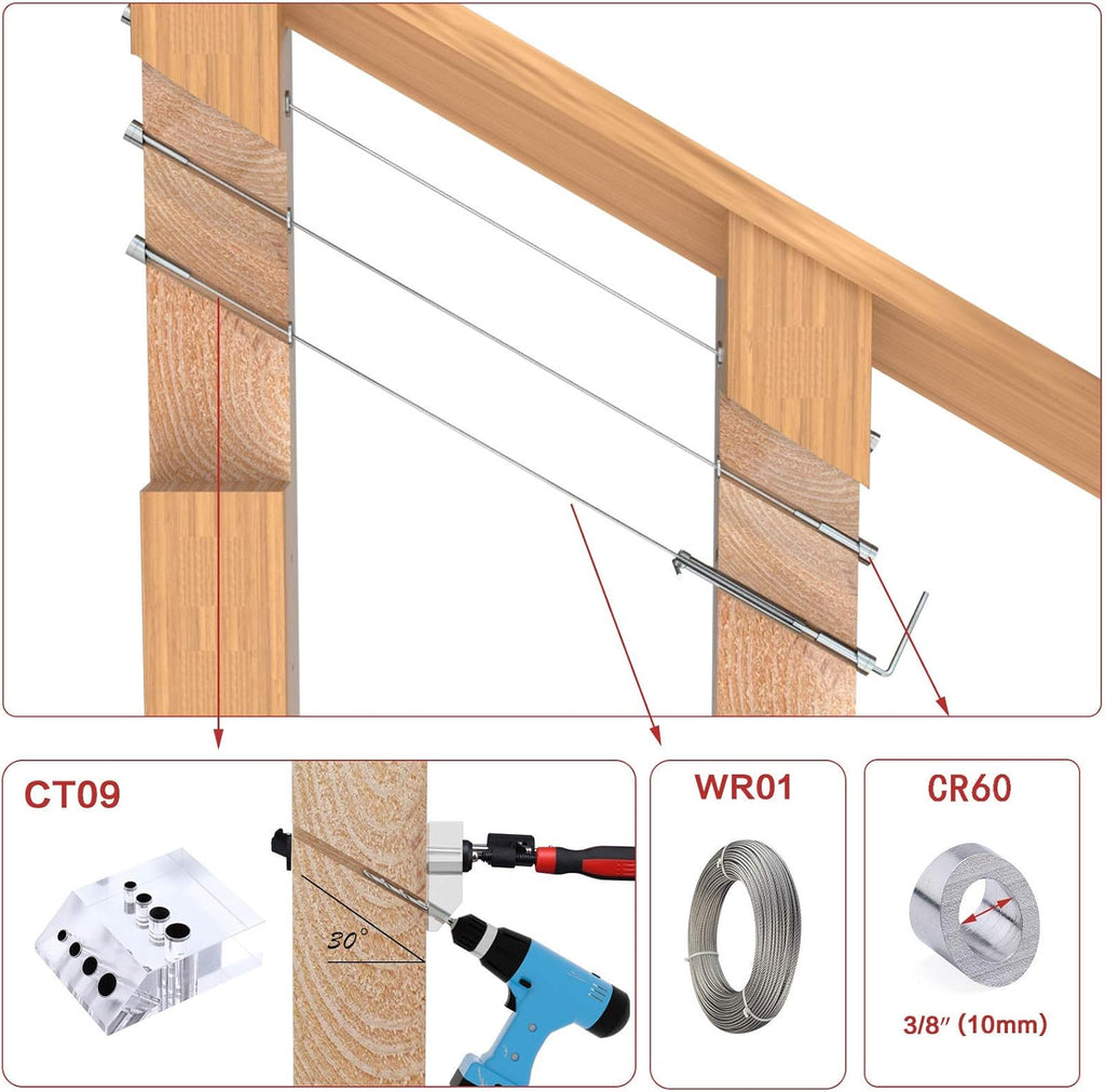 24 Pair Invisible T316 Stainless Steel Cable Railing Kit Z45382
