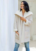 Stone Cream Shearling Car Coat B3923