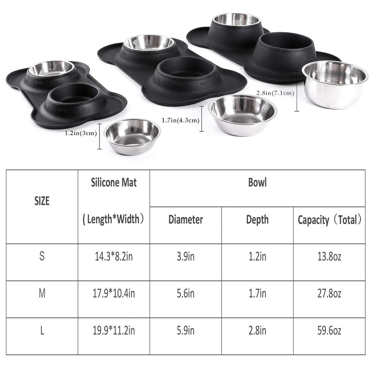 2 Stainless Steel Dog Bowl with Non-Skid Silicone Mat and Food Scoop J70872