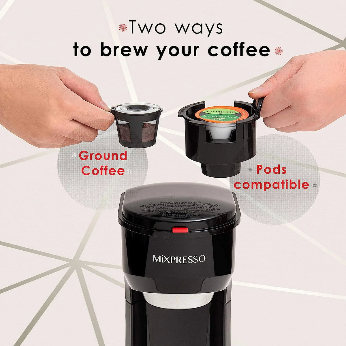 2 in 1 Single Serve Coffee Machine Black 14 Oz X7543