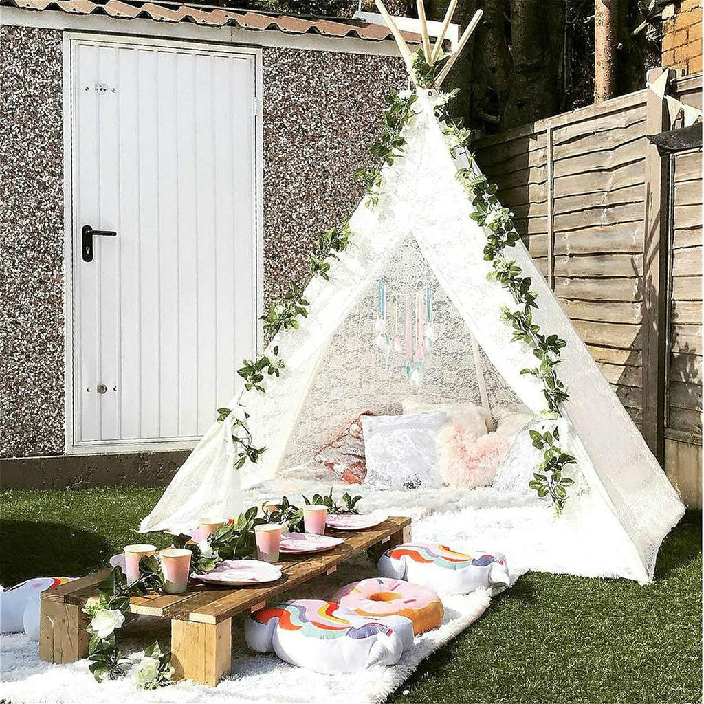 Boho Sheer Lace Teepee Tent Y778951