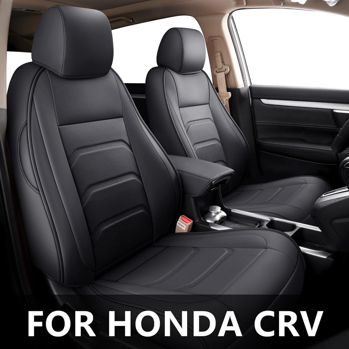 Full Coverage Faux Leather Car Seat Covers Full Set Black & Red Q872042