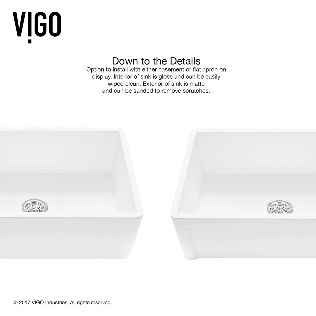 30 in. Matte Stone Farmhouse Kitchen Sink Set with Faucet in Stainless Steel Y396167