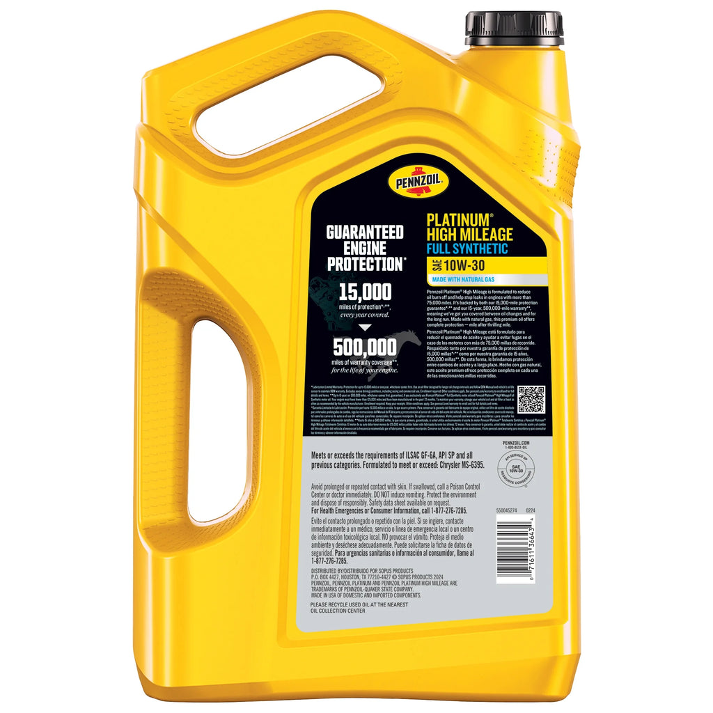 10W-30 Full Synthetic Motor Oil, 5 Quart Z293