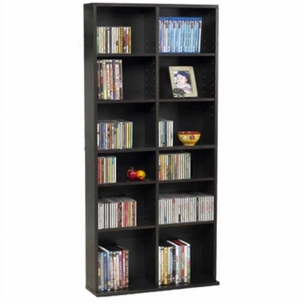 54" Espresso Adjustable Wood Media Storage Shelf Bookcase N522