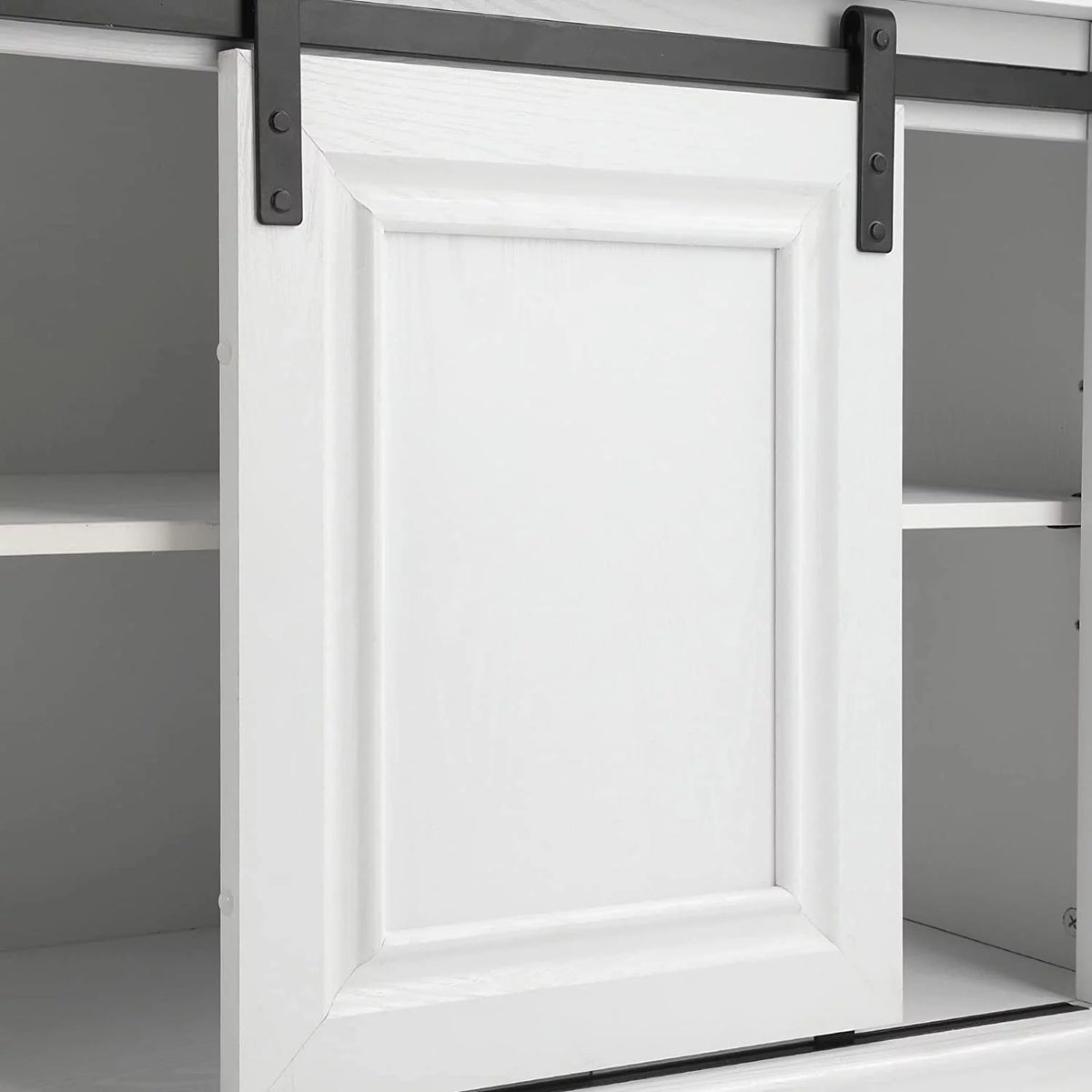White TV Stand with Barn Door R6940
