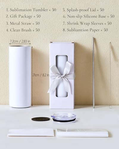 8 Pack 20 OZ Stainless Steel Insulated Sublimation Tumbler N40228