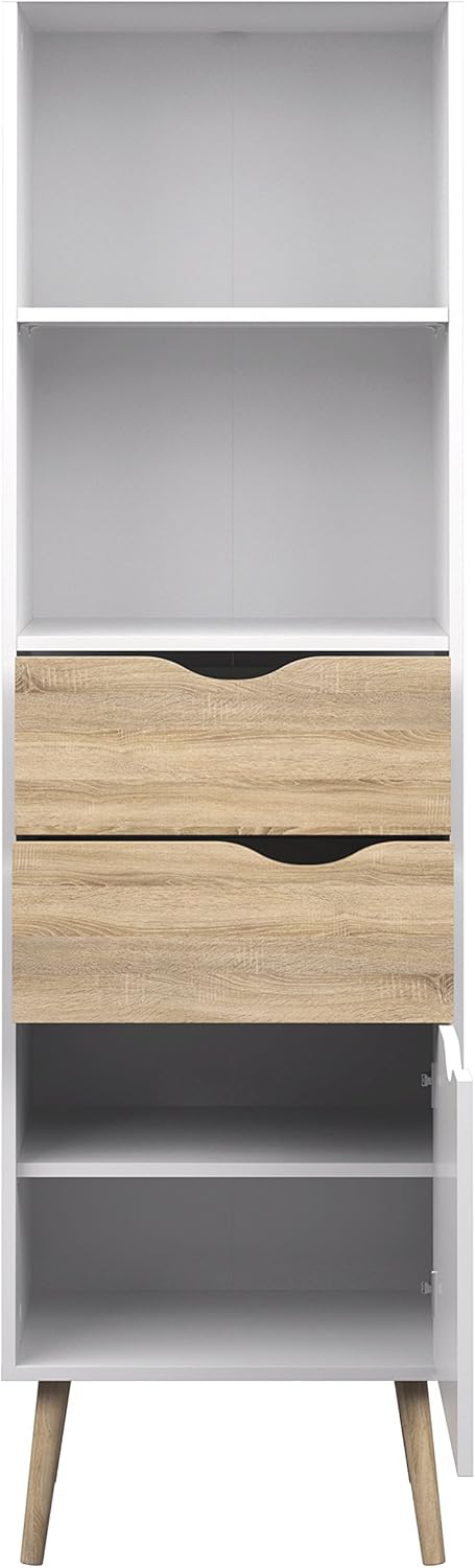 White Oak 2 Drawer 1 Door Bookcase C53941