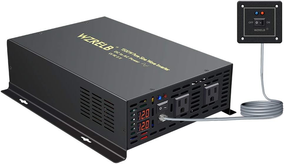 1500W 12V Pure Sine Wave Power Inverter with Remote Controller N75431