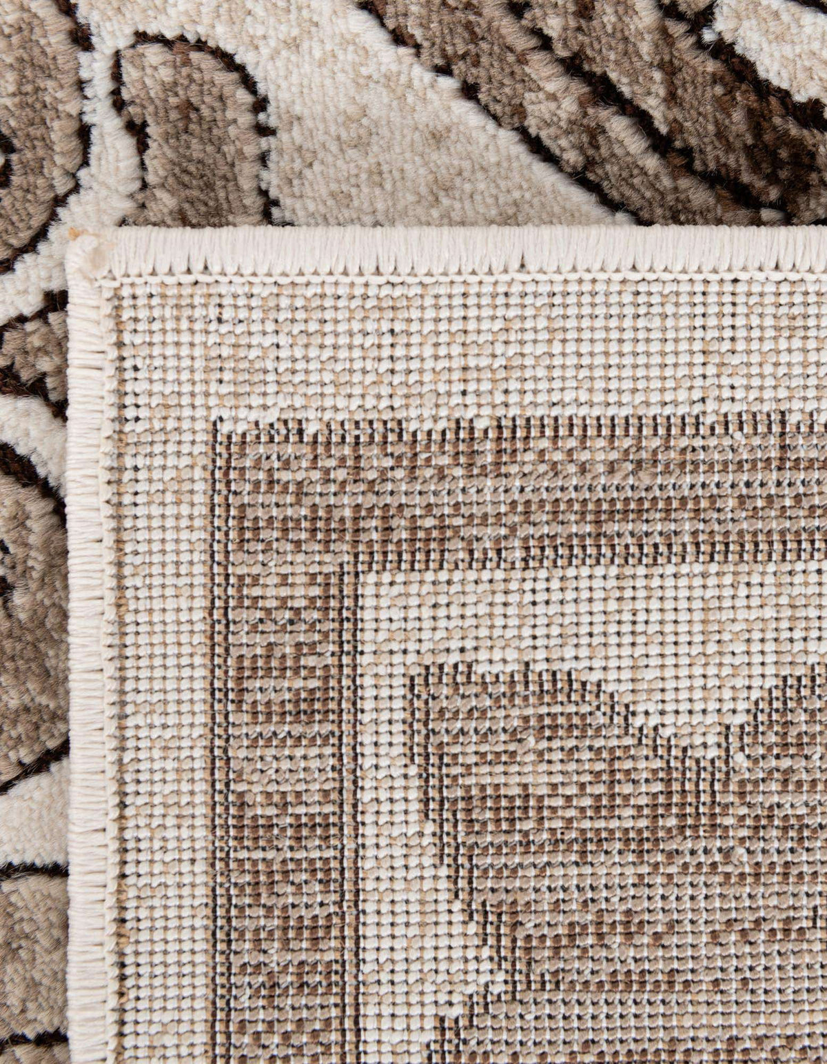 Chocolate Brown Traditional Border Rug B7004