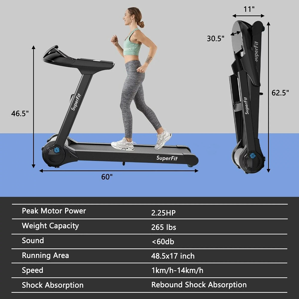 2.25HP Folding Treadmill D2532