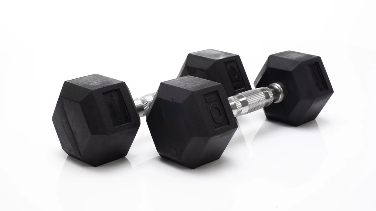10lb Black Rubber Hex Dumbbell Pair M78540