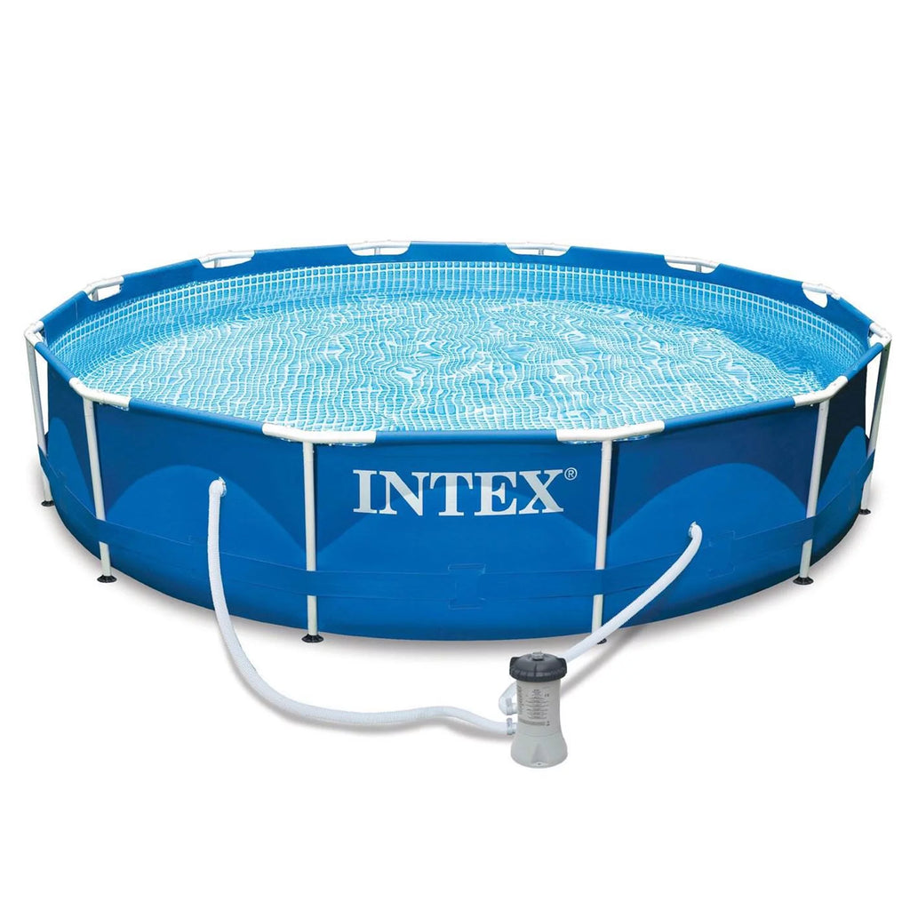 12ft x 30in Metal Frame Above Ground Swimming Pool with Filter Q32181
