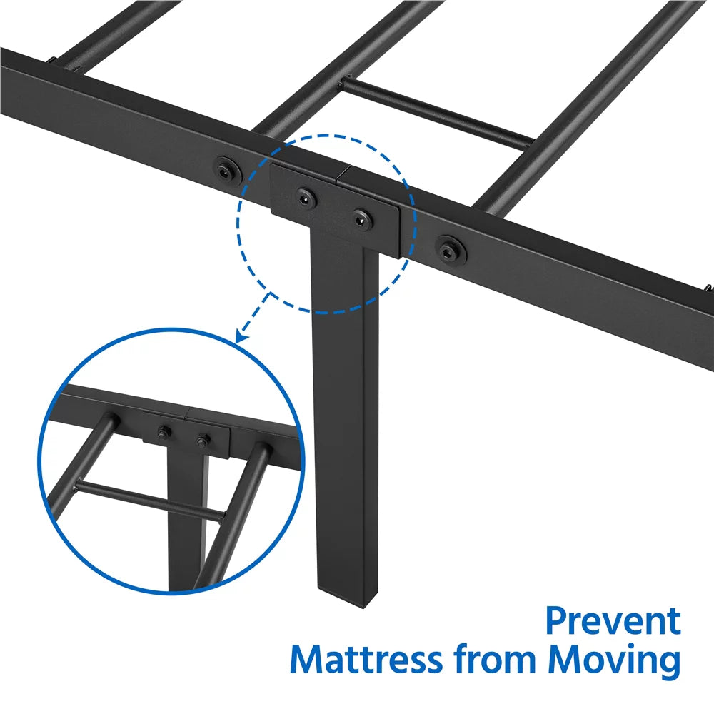 Twin Size Black Metal Platform Bed Frame with Headboard and Footboard O1981