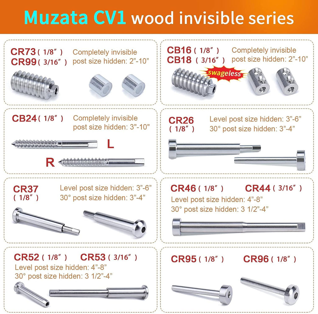 24 Pair Invisible T316 Stainless Steel Cable Railing Kit Z45382