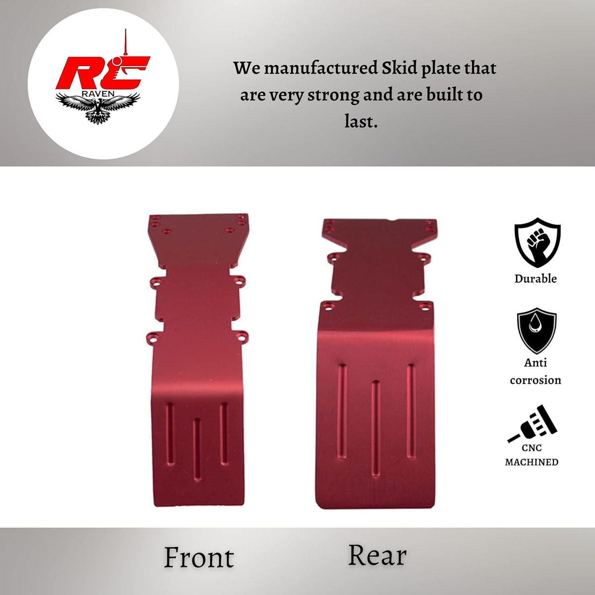 Red Anodized Aluminum Front and Rear Skid Plate C85701