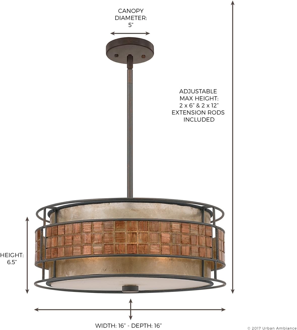 Art Deco Chandelier with Mosaic Tile Shade A4008