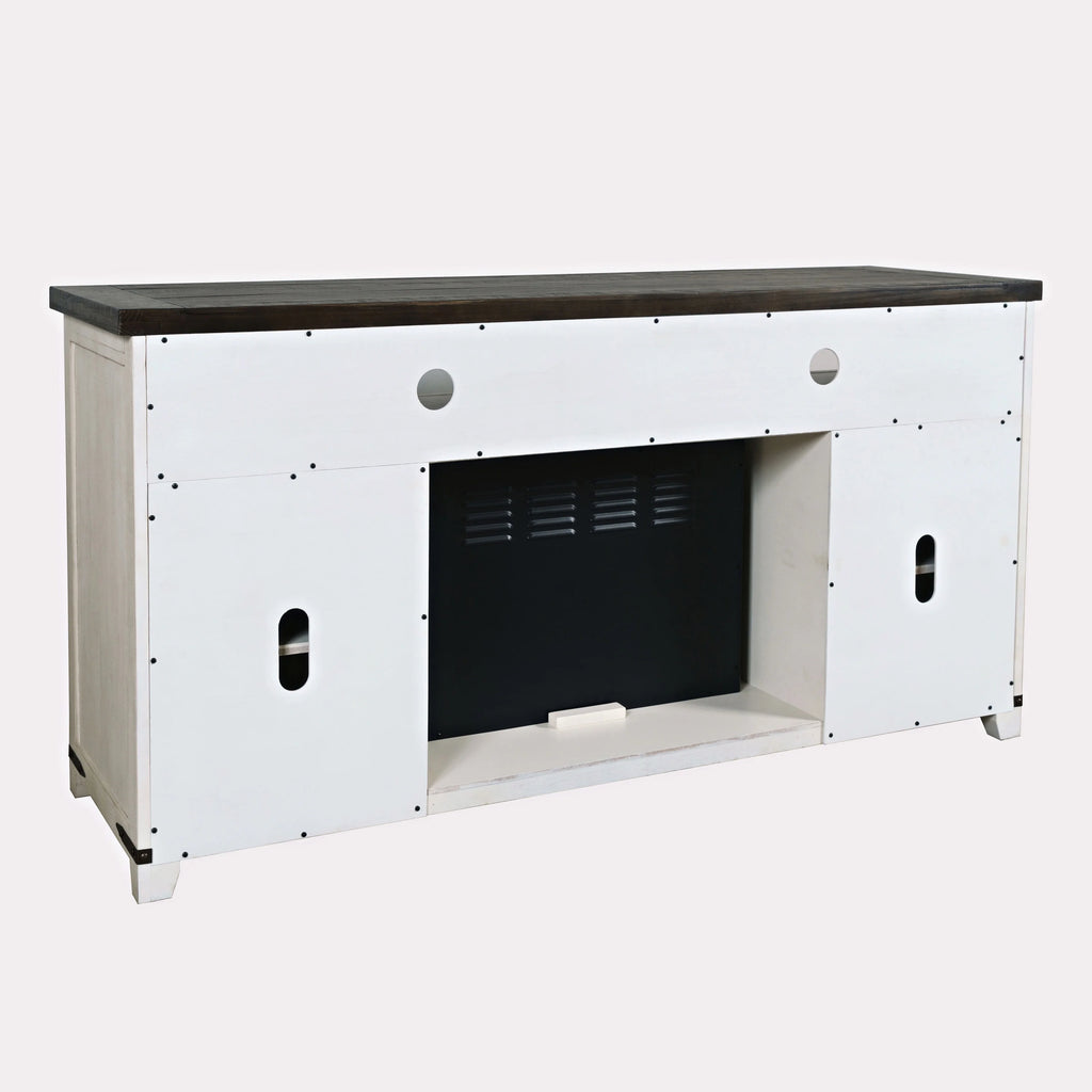 Solid Pine 64" TV Stand Console with Electric Fireplace E811