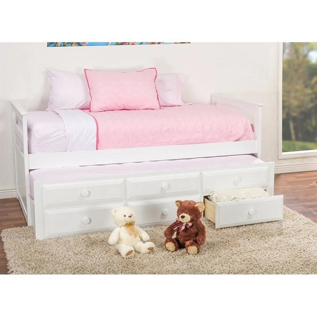 White Wood Twin-Size Trundle Bed C43106