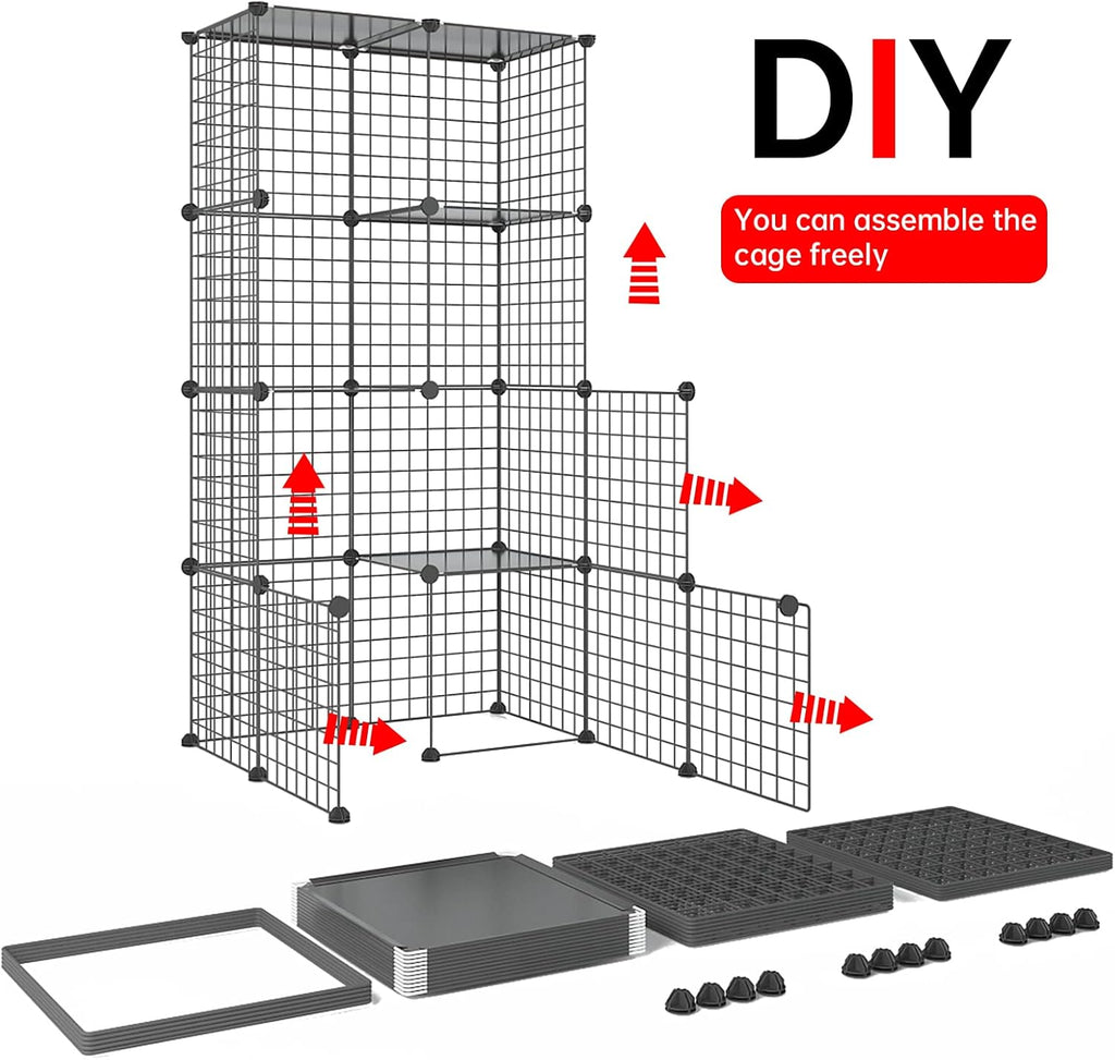 Large Cat Cage Indoor DIY Cat Playpen Detachable Metal Wire Kennels Crate H616876