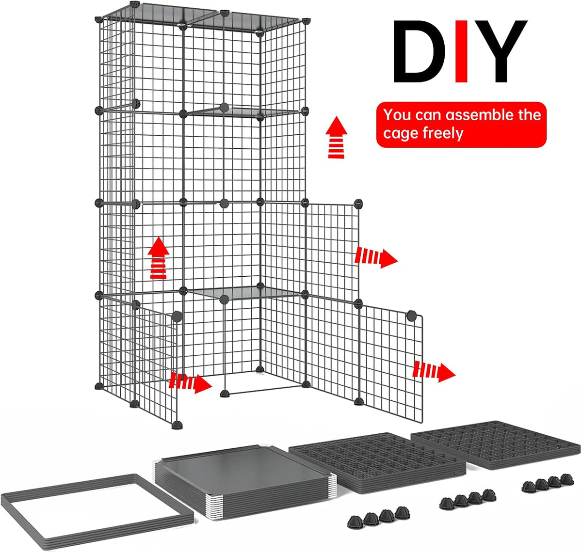 Large Cat Cage Indoor DIY Cat Playpen Detachable Metal Wire Kennels Crate H616876