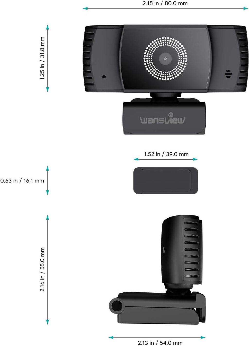 1080P HD USB Webcam with Microphone and Privacy Cover Pack of 2 E8812