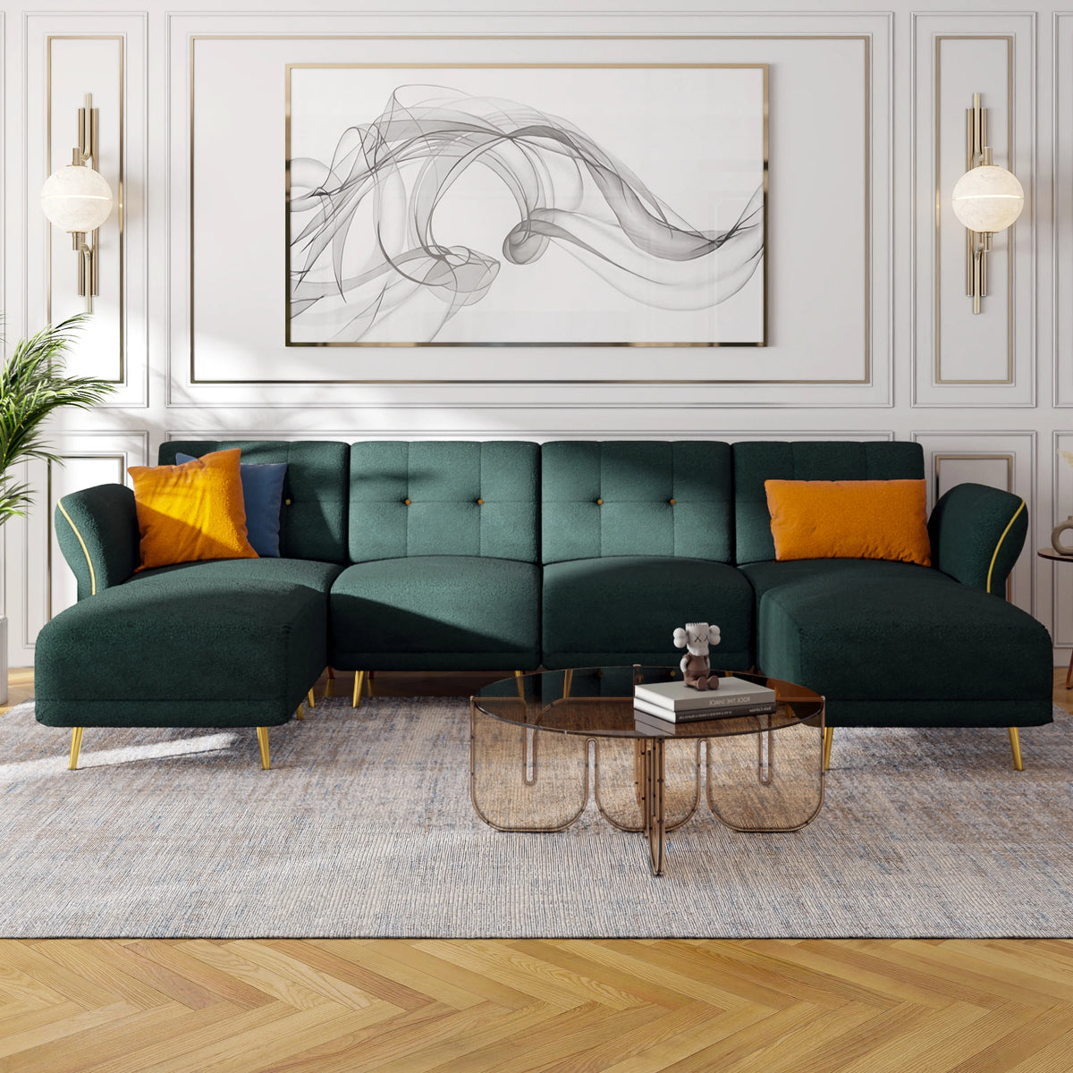 Sherpa Modular Sectional Sofa with Ottomans and Chaise R883