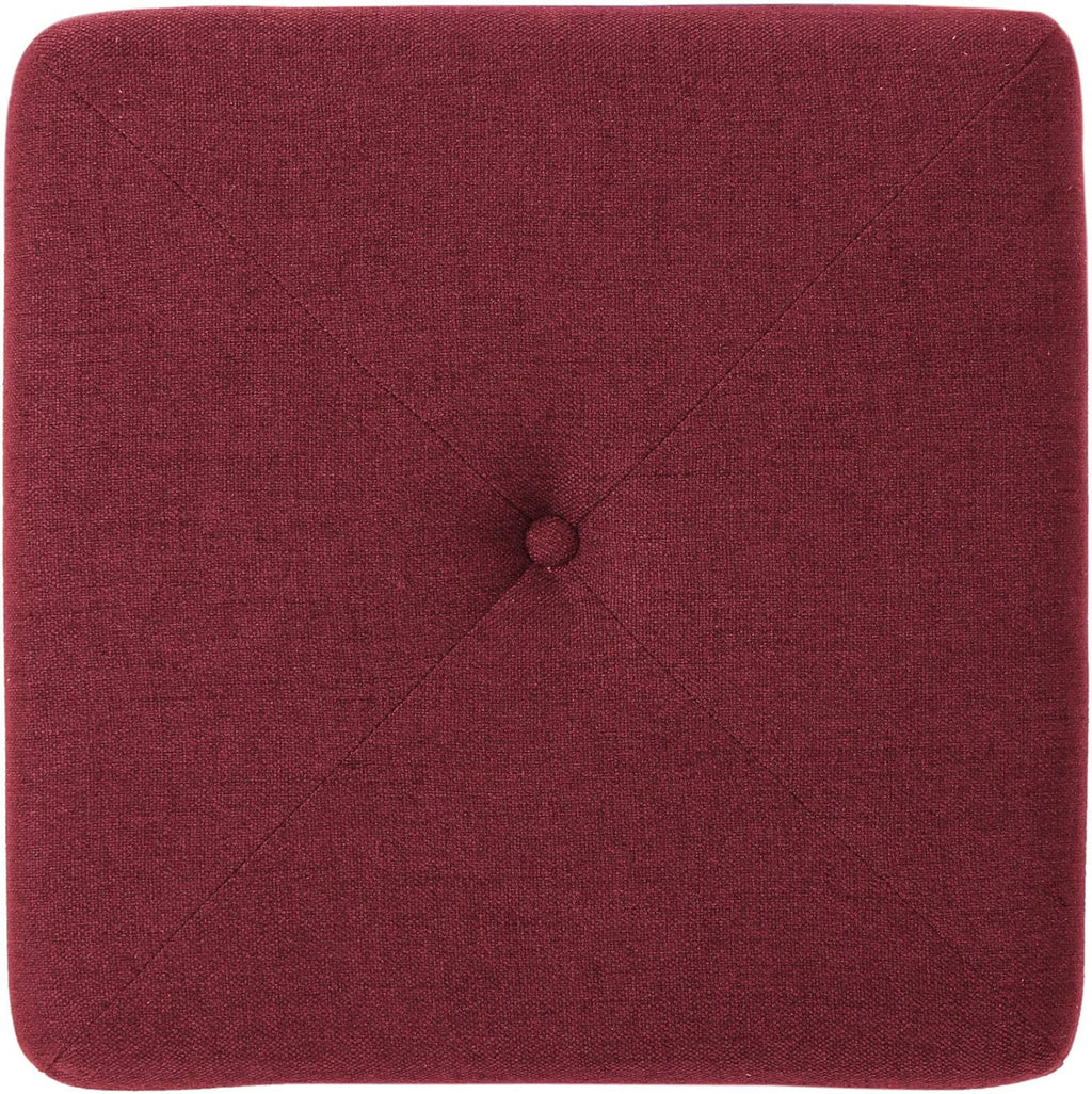 Deep Red Fabric Square Ottoman N48788