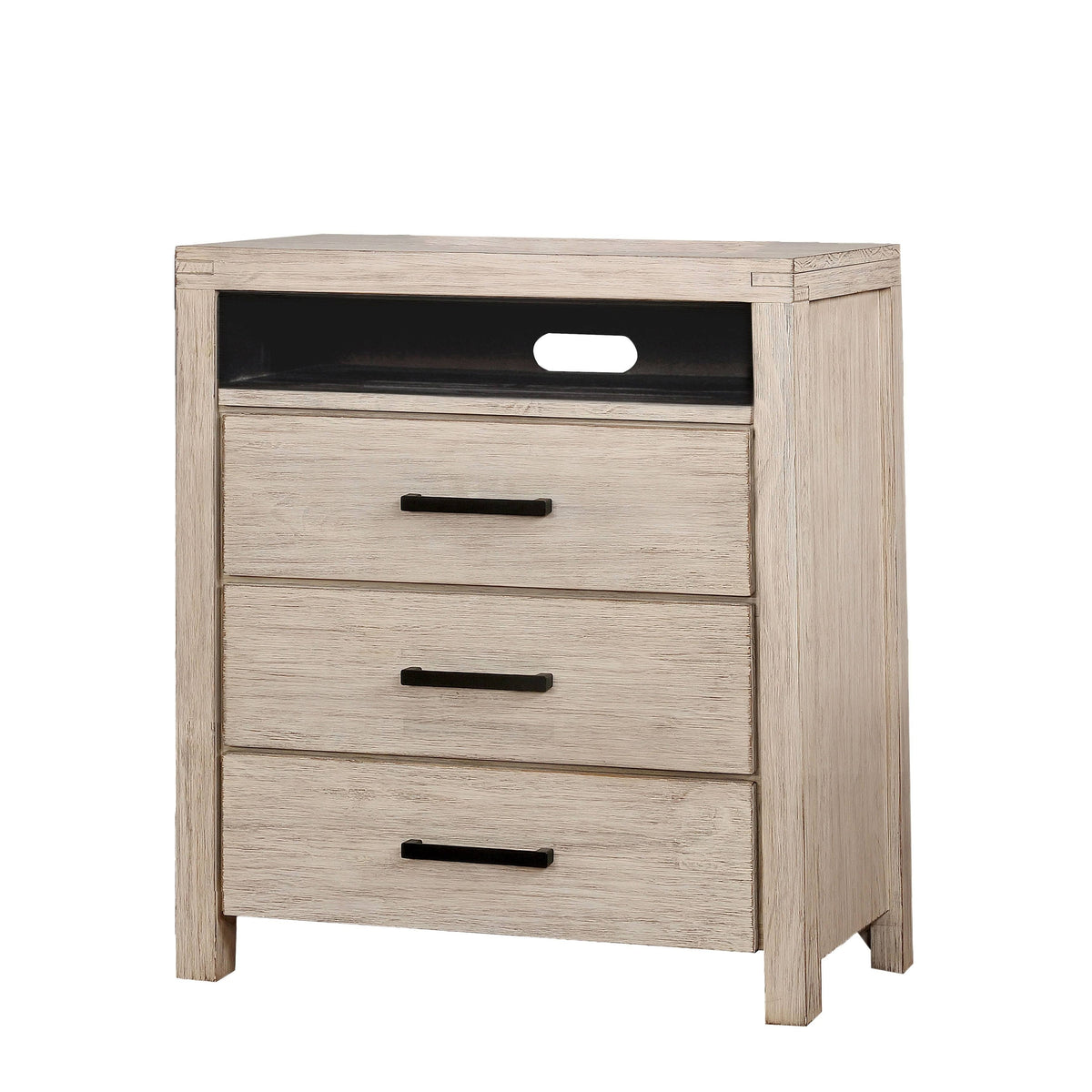 Dark Grey Wire-Brushed 3-Drawer Media Chest W9132