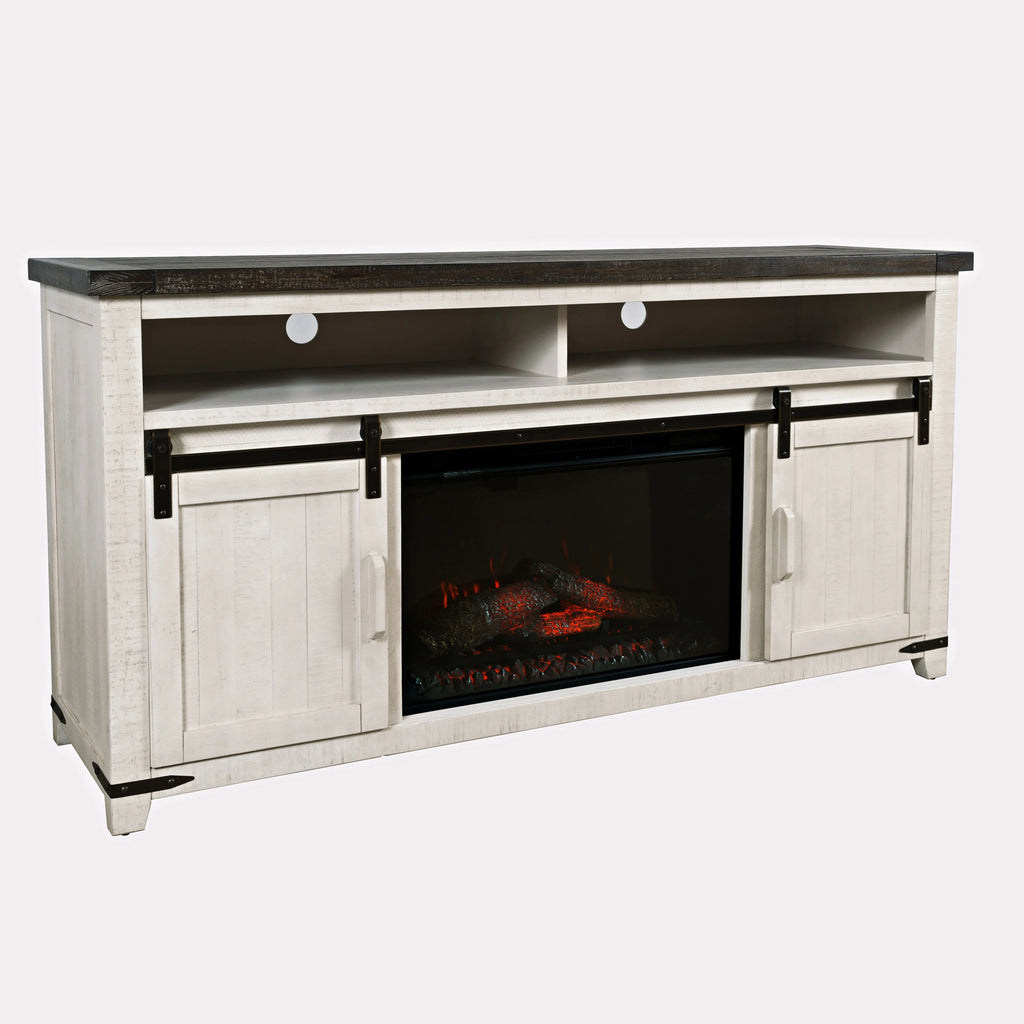 Solid Pine 64" TV Stand Console with Electric Fireplace E811