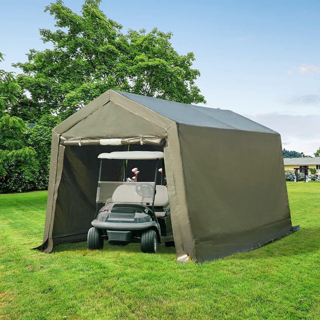 10x10 ft Heavy Duty Portable Canopy Storage Shelter Carport with 2 Roll up Zipper Doors & Vents N574656