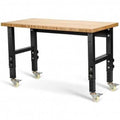 Adjustable Height Bamboo Top Workbench with Caster S632