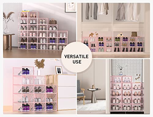 Clear Plastic Stackable Shoe Storage Boxes 12 Pack O7526