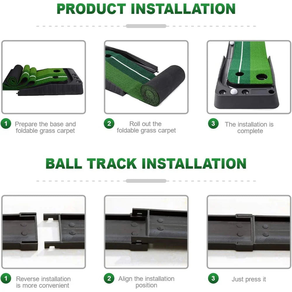 Indoor Golf Putting Green Training Mat with Auto Ball Return L344127