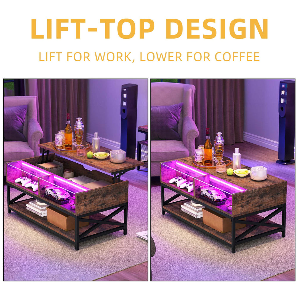 Lift Top Coffee Table with LED Lights M6699