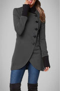 Solid Buttons Polo Collar Outerwear C9299