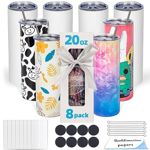 8 Pack 20 OZ Stainless Steel Insulated Sublimation Tumbler N40228