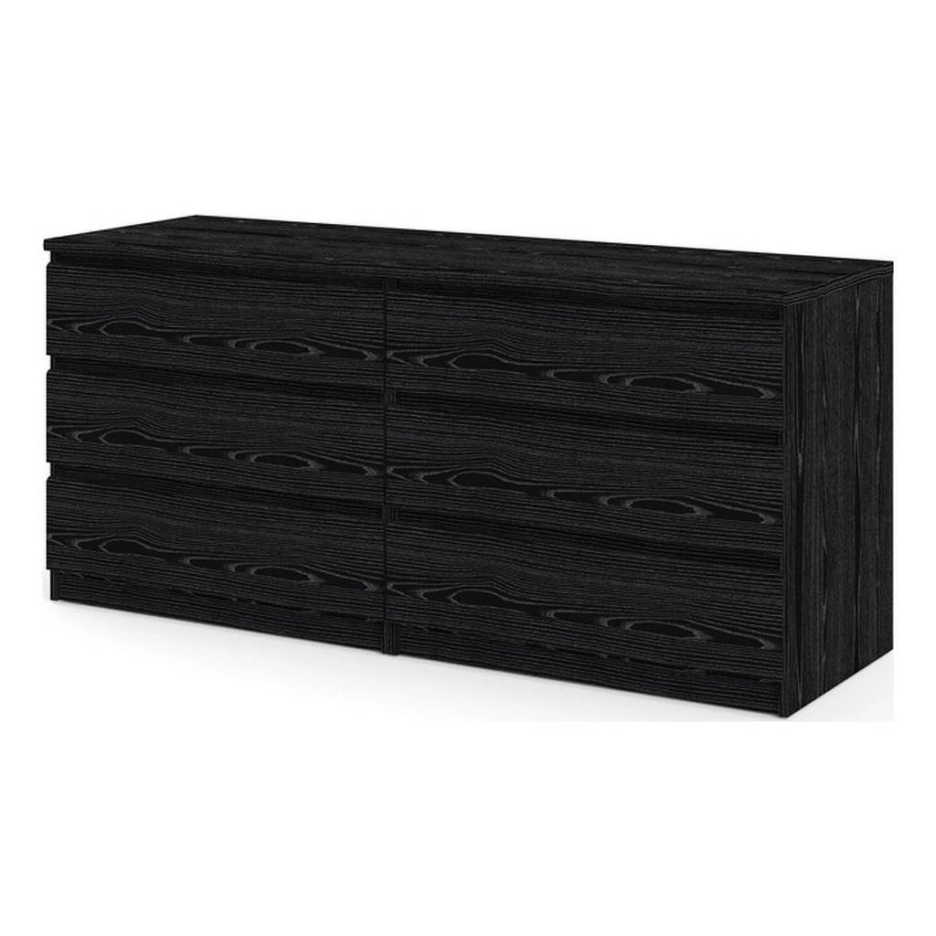 Black 6 Drawer Wood Double Dresser R44305
