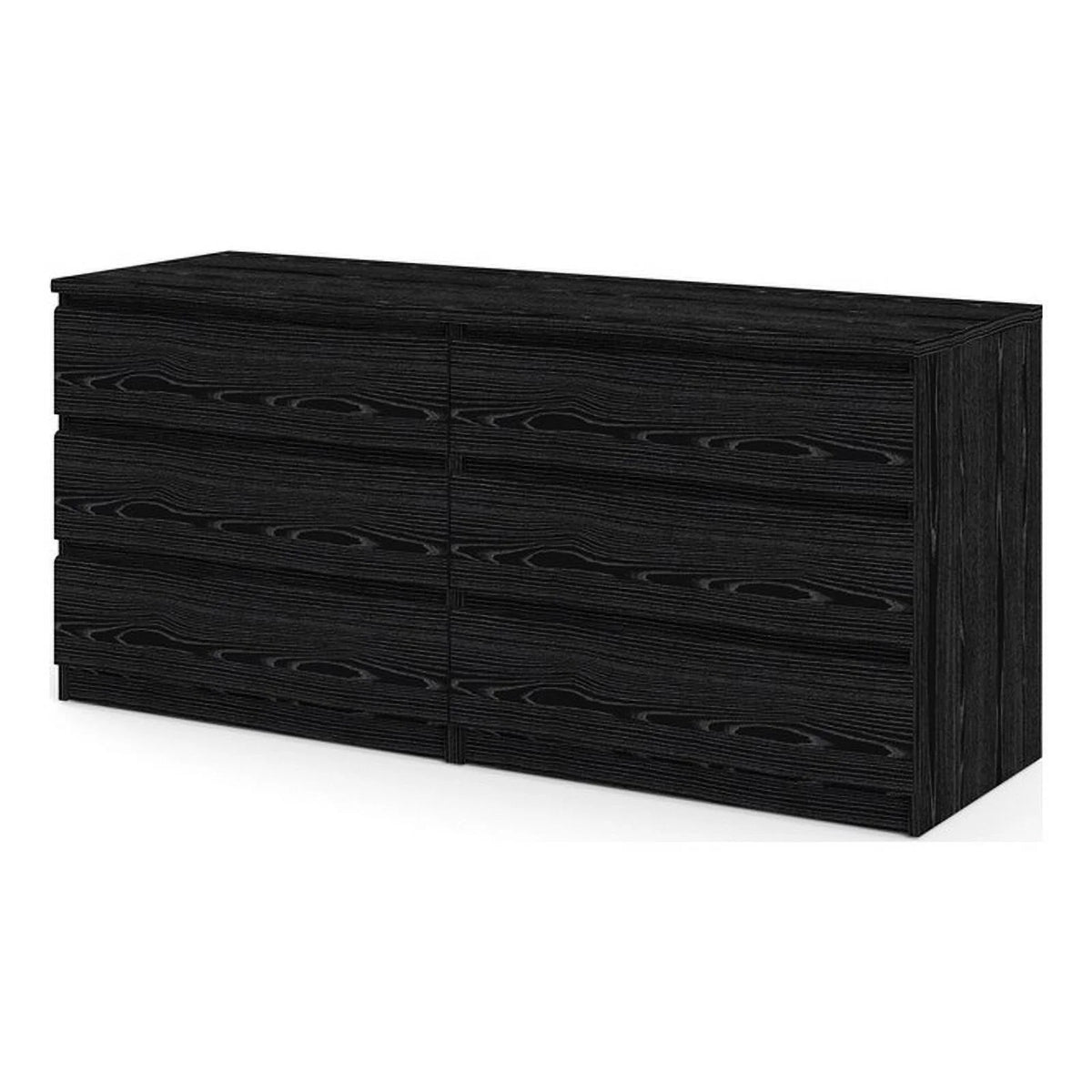 Black 6 Drawer Wood Double Dresser R44305