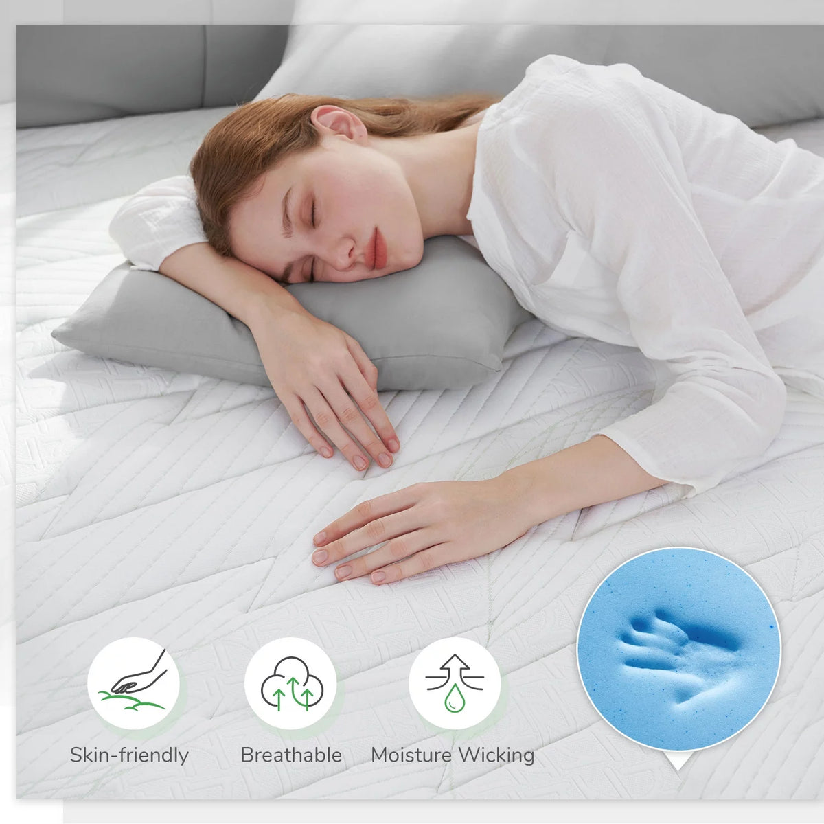 10'' Cooling Gel Memory Foam Pocket Spring Hybrid Mattress California King Size P717297
