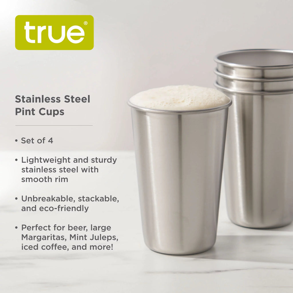 Stainless Steel Pint Glasses 16 Oz Set of 4 P214