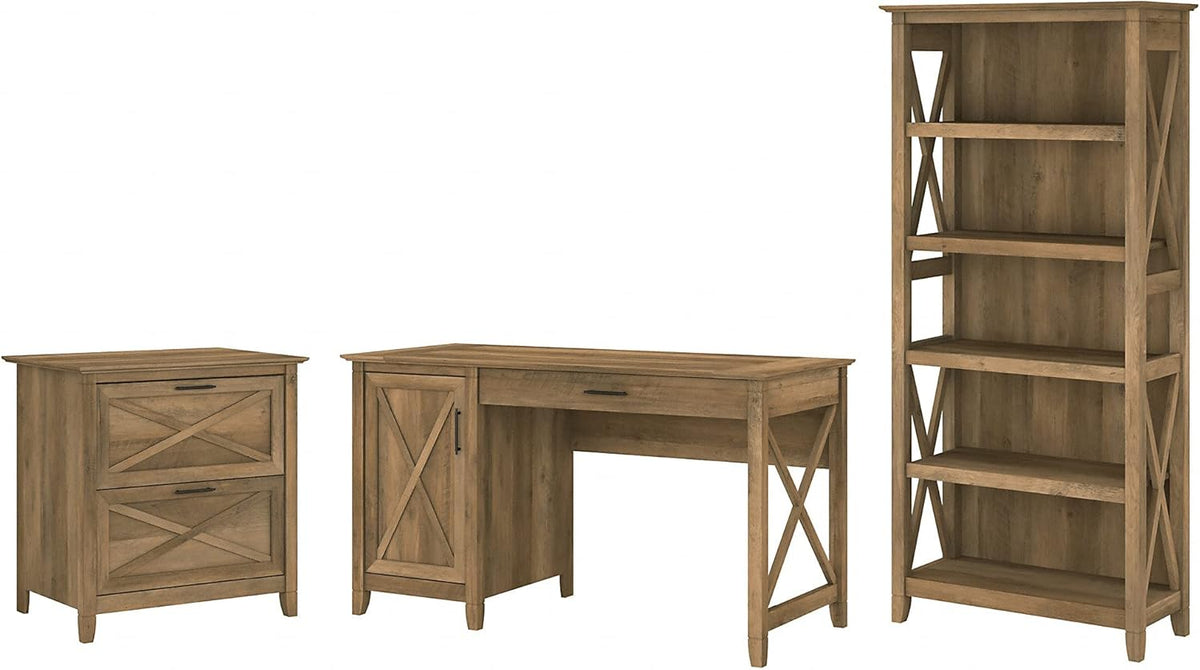 Computer Desk with 2 Drawer File Cabinet and 5 Shelf Bookcase V518689