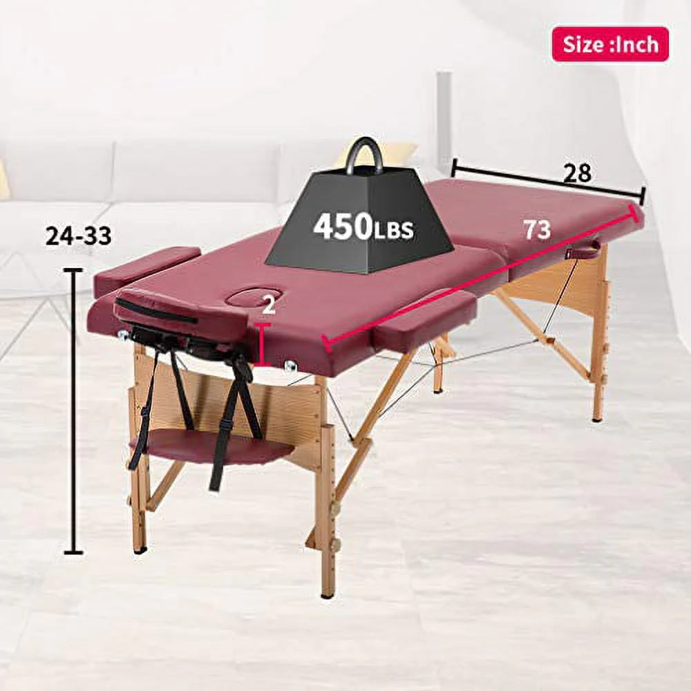 Adjustable Folding Portable Massage Table with Carry Case, Black X6459