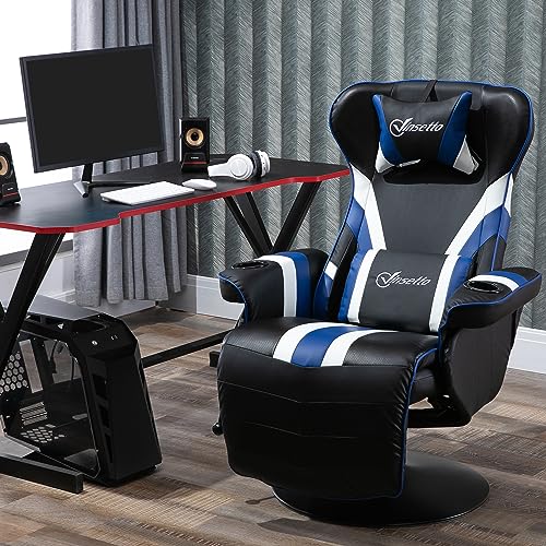Black White Red Gaming Chair with Footrest and Cup Holder X3236