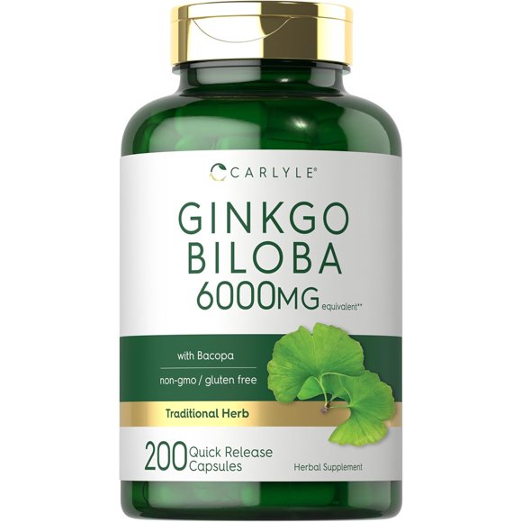 Ginkgo Biloba Capsules 6000mg 200 Count Supplement W691201