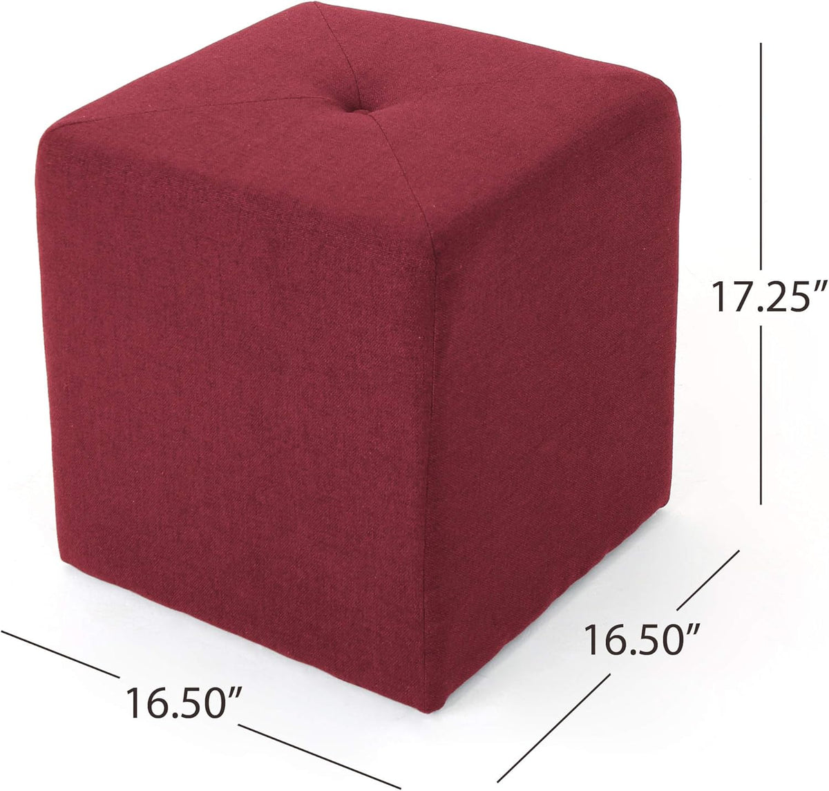 Deep Red Fabric Square Ottoman N48788