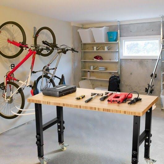 Adjustable Height Bamboo Top Workbench with Caster S632