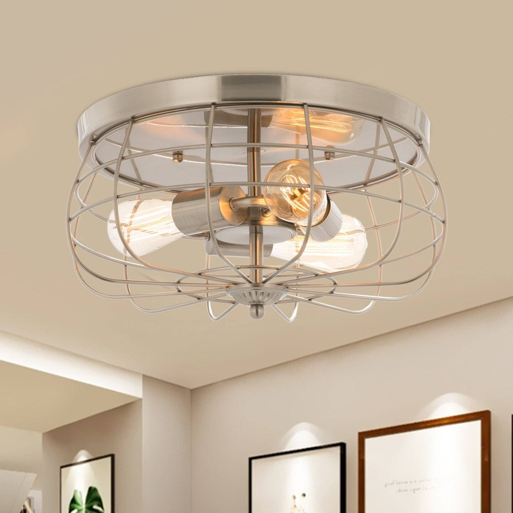 Industrial 3-Light Oil Rubbed Bronze Flush Mount N98537