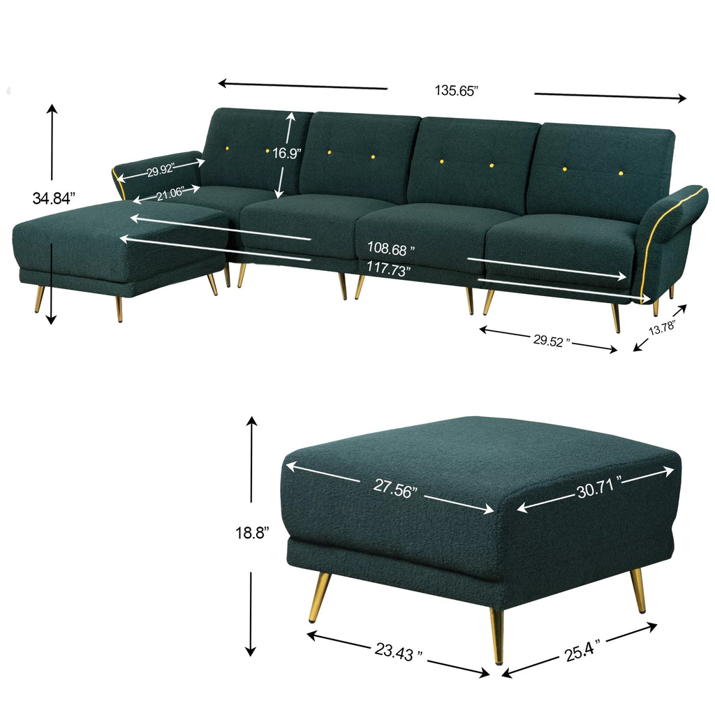 Sherpa Modular Sectional Sofa with Ottomans and Chaise R883